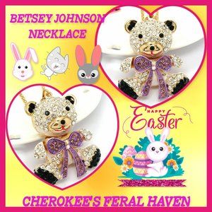 Betsey Johnson Cute Teddy/Bow Necklace